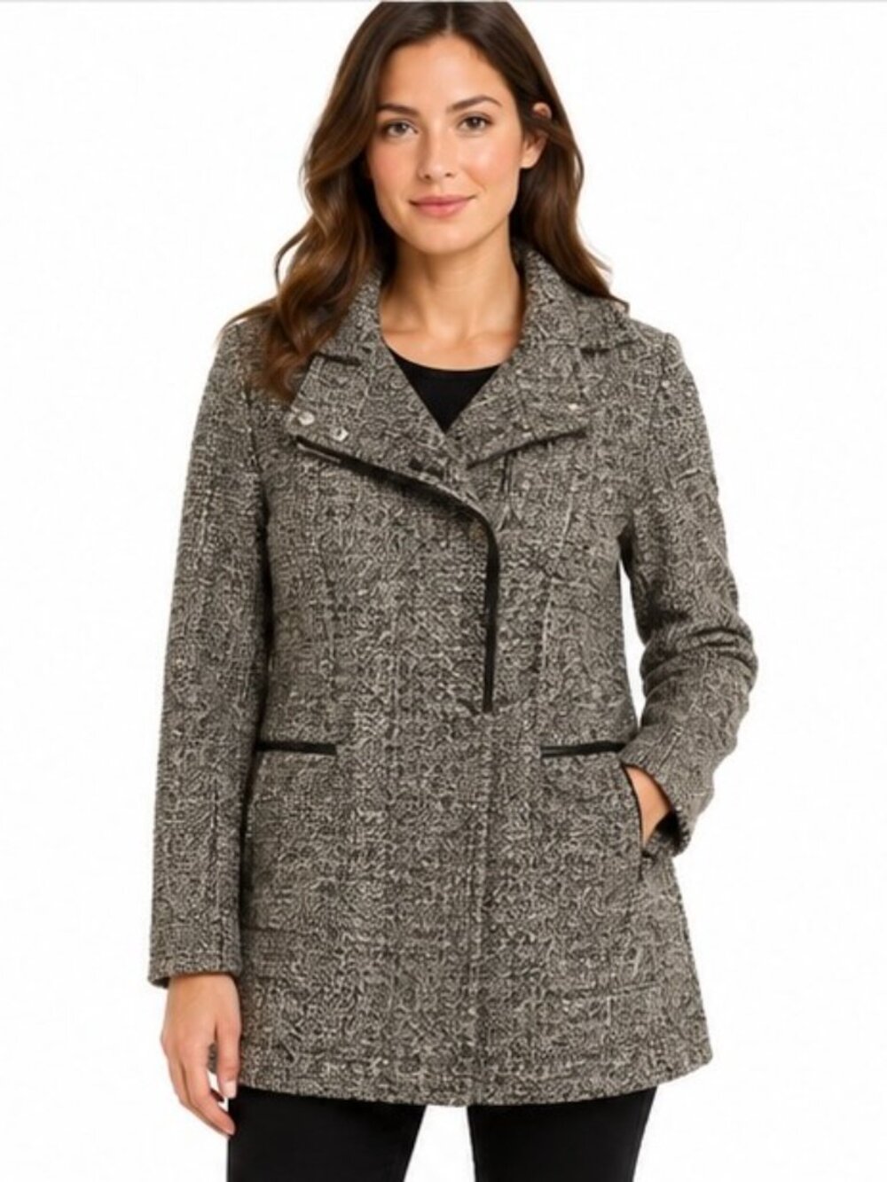 Banana Republic Gray‎ Moto Wool-Blend Coat size 10